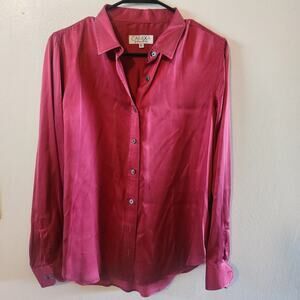Satin-Maroon, Pure Charmeuse Silk Shirt large by Camixa